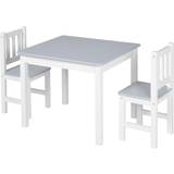Grey Furniture Set Kid's Room Homcom Kid's Table & Chairs Set 3pcs