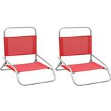 VidaXL Camping Chairs vidaXL Folding Beach Chairs 2 pcs Red Fabric
