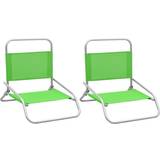 VidaXL Camping Chairs vidaXL Folding Beach Chairs 2 pcs Green Fabric