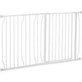 White Home Safety Pawhut Pressure Fit Pet Gate Extra Wide Stair Gate for Dogs White