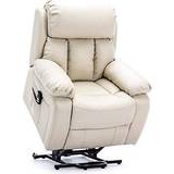 Massage Chairs Chester Dual Electric Leather Recliner Heated Massage Chair Cream