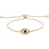 Jon Richard Evil Eye Toggle Bracelet - Gold/Transparent/Green