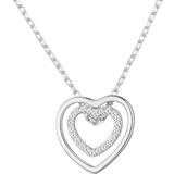 Philip Jones Double Heart Necklace - Silver/Transparent