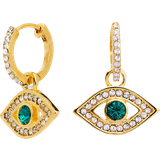Green Jewellery Jon Richard Evil Eye Earrings - Gold/Transparent/Green