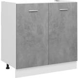 Kitchen Cabinets vidaXL Kitchen Cabinet Concrete Grey Chipboard Kitchen Storage