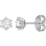 Jewelco London Solitaire Stud Earrings - Silver/Diamond