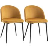 Yellow Chairs Homcom Modern Contemporary Camel Kitchen Chair 77cm 2pcs