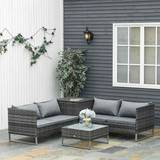 Wicker patio furniture set OutSunny 4 Piece Wicker Sofa Outdoor Lounge Set