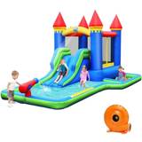 Fabric Bouncy Castles Costway Inflatable Bounce House Castle Water Slide with Climbing Wall