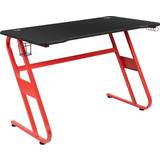 Full Desk Mouse Pad Gaming Desks Flash Furniture 52"W Ergonomic PC Gaming Desk - Black/red, 1308x603x762mm