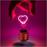 Suck UK Heart Light Bulbs Battery Operated Light Bulb & Table Lamp Rechargeable USB Light Bulb Cordless Night Light For Romantic Room Decor & Mood Lighting Neon Valentines Day Gifts