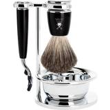 Mühle RYTMO Black 4-Piece Pure Badger 3-Blade Razor Modern Luxury Wet Shaving Set Perfect for Every Day Use, Barbershop Quality Close Smooth Shave