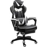 Adjustable Backrest Gaming Chairs Vinsetto Gaming Chair Ergonomic Reclining Manual Footrest Wheels White