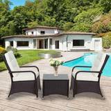 White Bistro Sets Garden & Outdoor Furniture OutSunny Rattan 3PCs Bistro Set