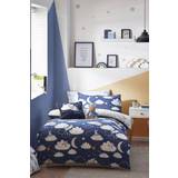 White Bed Set Kid's Room Peter Rabbit Sleepy Head Blue Duvet Cover