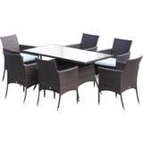 OutSunny 6-Seater Patio Dining Set, 1 Table incl. 6 Chairs