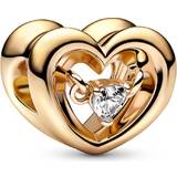 Pandora Pendants & Charms Open heart 14k gold-plated charm with clear cubic gold Pendants & Charms for ladies