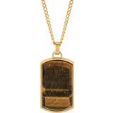 Fred Bennett Dog Tag Tigers Eye Gold Plated Necklace N4547Y