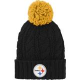 Outerstuff Girls Youth Black Pittsburgh Steelers Team Cable Cuffed Knit Hat with Pom