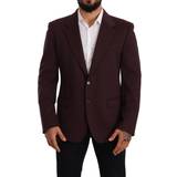 Men - Purple Blazers Dolce & Gabbana Men's Purple Cotton Slim Blazer Jacket