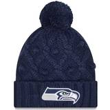 New Era Beanies New Era Girls Youth College Navy Seattle Seahawks Toasty Cuffed Knit Hat with Pom