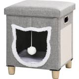 Pawhut 2 in 1 Cat Bed Ottoman w/ Removable Cushion Scratching Pad