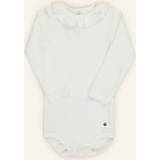 White Bodysuits Petit Bateau Babies' Long-Sleeved Cotton Bodysuit With Ruff Collar