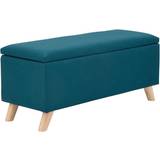Natural Benches GFW Secreto Fabric Ottoman Lift UP Teal Storage Bench 98x43cm