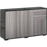 Wood Storage Cabinets Homcom High Gloss Frame Push-Open Grey/Black Storage Cabinet 117x74cm