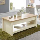 Wood Coffee Tables GFW Lancaster Lift Up Cream Coffee Table 47x105cm