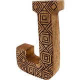 Geko Hand Carved Wooden Geometric Letter J