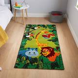 Rugs Think Rugs 60x120cm Brooklyn Kids 53747 in Green Hand Carved Durable Children Mats