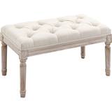 White Settee Benches Homcom Accent Button Settee Bench