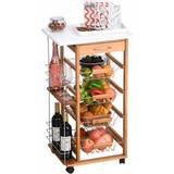 Brown Trolley Tables Homcom Multi Use Kitchen Island Trolley Table