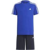 adidas Junior Boys Train Essentials 3-Stripes Short & T-shirt Set Blue, Blue, 13-14 Years