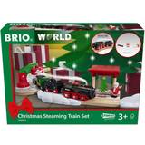 BRIO Train BRIO World 36014 Batterie-Dampflok Weihnachts-Set Aus dem Schornstein der Lokomotive strömt kalter Wasserdampf Großes Schienenlayout für eine Rundtour um den Weihnachtsbaum, empfohlen ab 3 Jahren