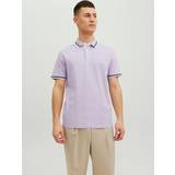 Jack & Jones Herren Slim Fit Polo Shirt JJEPAULOS Uni Sommer Hemd Kragen Kurz Arm Basic Pique Cotton, Farben:Lila-2, Größe:M