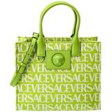 Versace Logo Canvas & Leather Tote Green