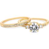 Jewellery Sets Jon Richard Round Stone Engagement Ring Set - Gold/Transparent