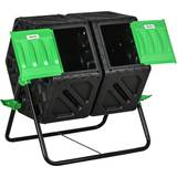 OutSunny Dual Chamber Rotating Composter, 130L Garden Compost Bin