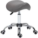 Tom Drum Stools & Benches Homcom PU Saddle Stool with Moulded Padded Seat Grey