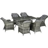 Armrests Patio Dining Sets Garden & Outdoor Furniture OutSunny 7 Pieces Patio Dining Set, 1 Table incl. 6 Chairs