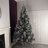 Premier 7ft Silver Glitter Tip Fir Festive Christmas Tree 213.4cm