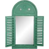 Green Wall Mirrors Esschert Design Louvre distressed Green Wall Mirror