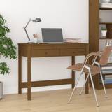 vidaXL honey brown Solid Pine Standing Writing Desk