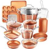 Cookware Gotham Steel Hammered Copper Collection Cookware Set with lid 20 Parts