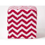 Red Poufs Homescapes Red & Chevron Cube Pouffe