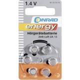 Batteries - Hearing Aid Battery Batteries & Chargers Conrad energy Button cell ZA 13 Zinc air 280 mAh 1.4 V 6 pcs