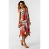 Roman Layered Chiffon Tropical Print Dress