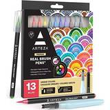 Arteza Real Brush Pens, 12 Paint Markers with Flexible Brush Tips, Professional Watercolour Pens for Painting, Drawing, Colouring & More, 100%